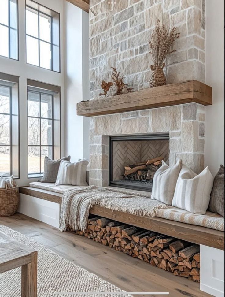 The great room & stone fireplace