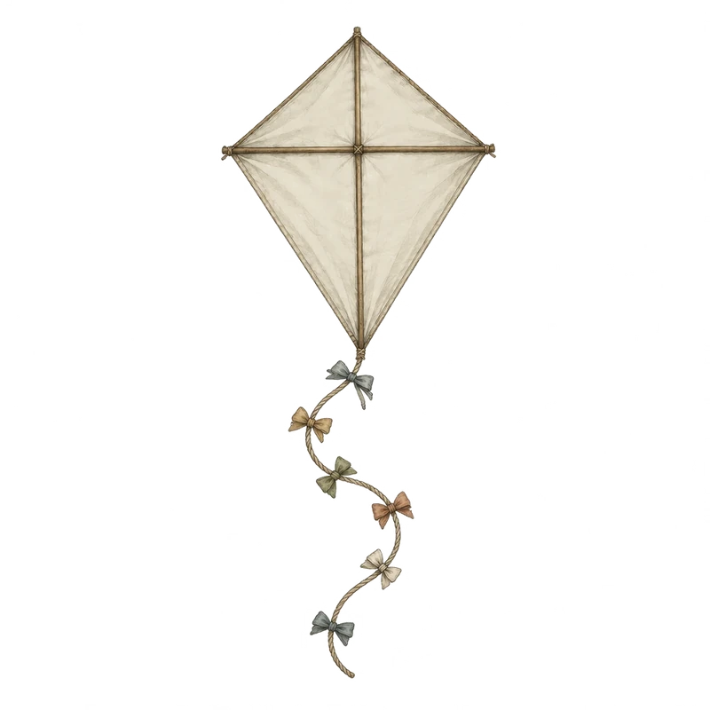 Illustration of a paper kite with a ribboned tail