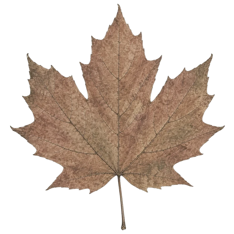Illustration of a single red maple leaf