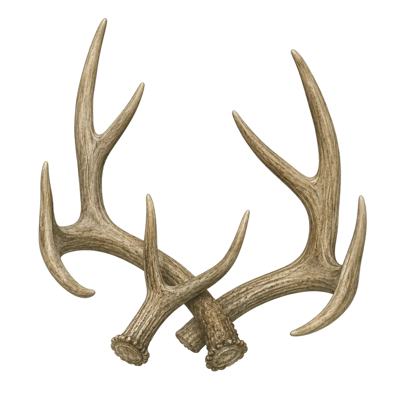 Illustration of a shed pair of whitetail antlers
