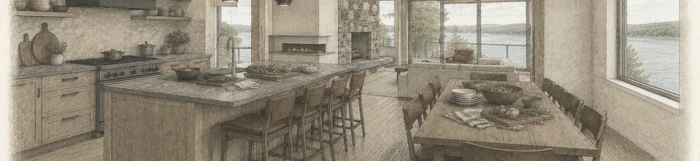 The Kitchen & Table, as drawn for the build